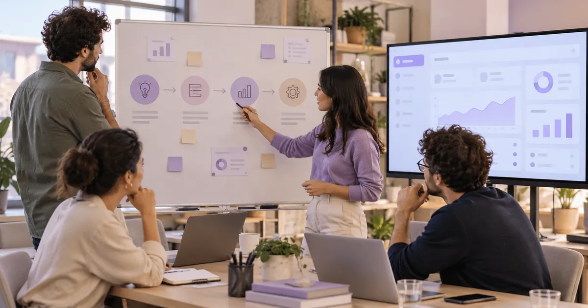 Equipo revisando el plan por fases de una migración de software.