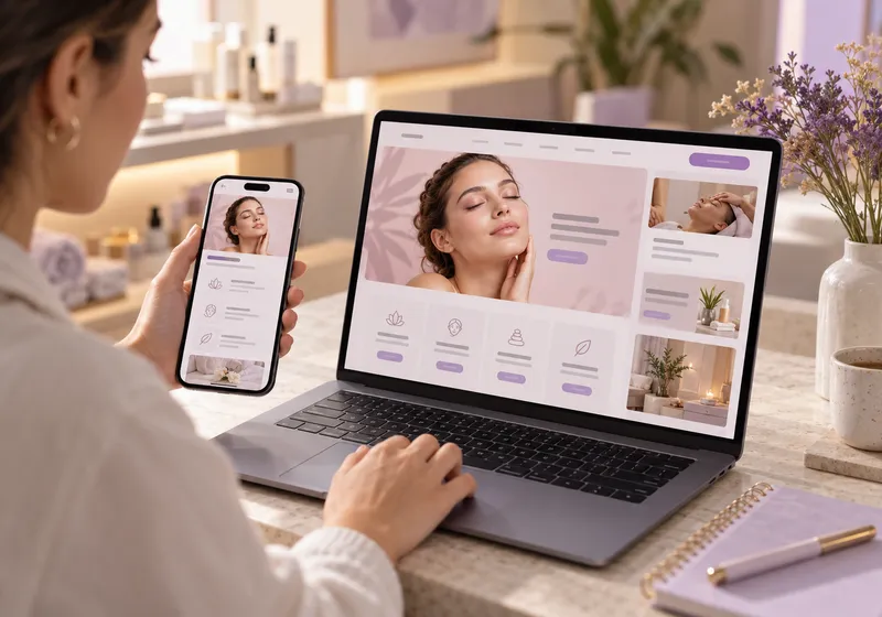 Diseño conceptual de web para un centro de estética en portátil y móvil.